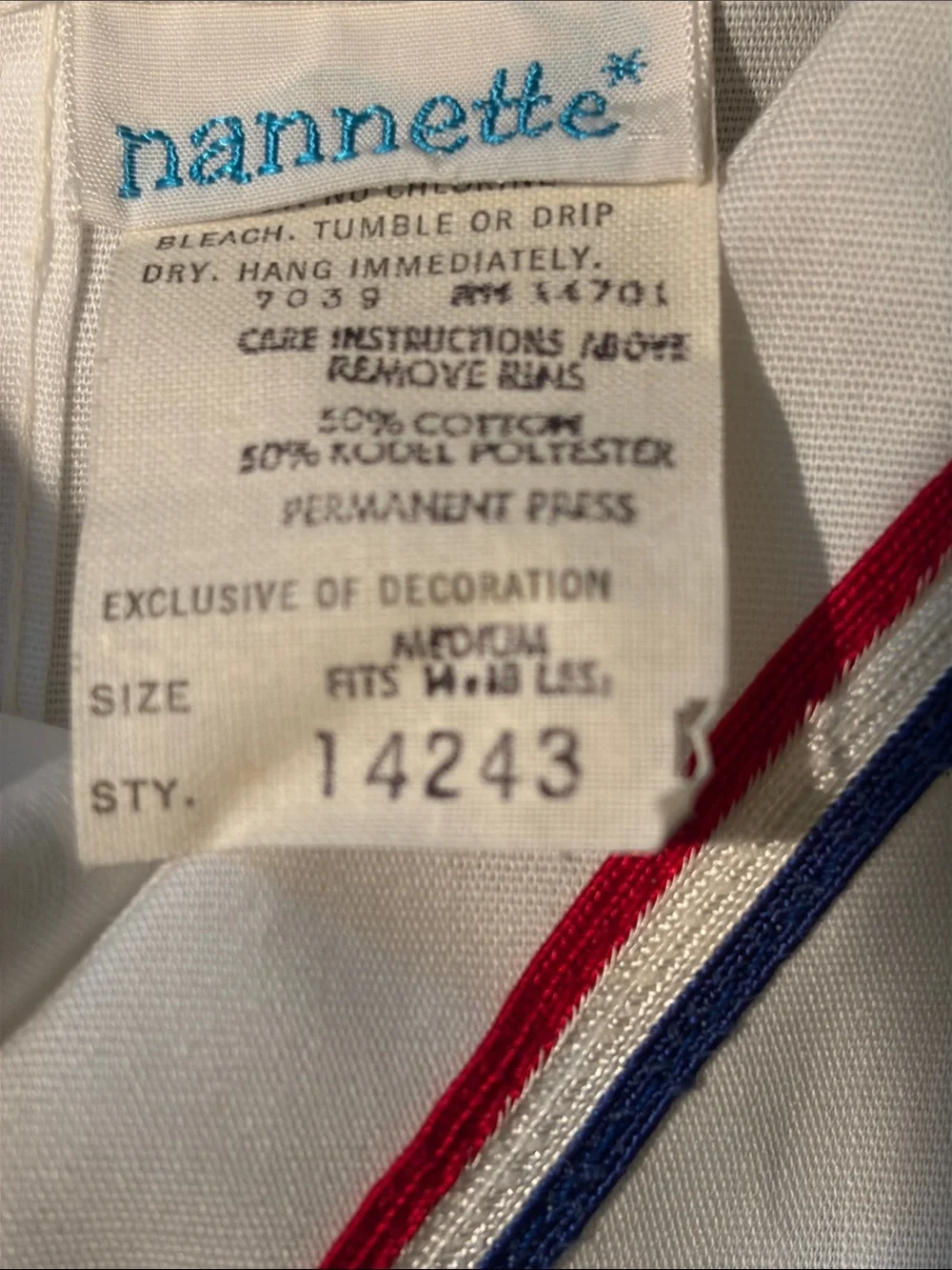 NWT Vintage Nannette White Baby Set with Red & Blue Trim size 14-18 pounds